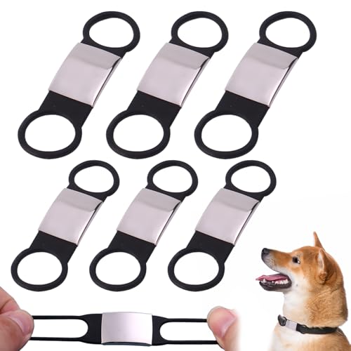 6 Pcs Dog Tags,Dog Name Tag Silencer for Slide On Dog Tags Personalized Name ID,Grade Silicone Replacement Tag Attachment Holder,2 Sizes