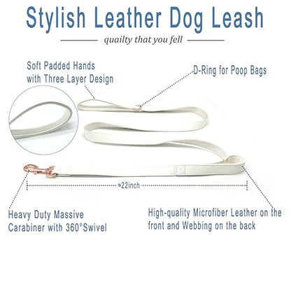 Dog Leash 6ft Long,Traffic Padded Two Handle,Heavy Duty,Double Handles Lead for Control Safety Training,Leashes for Large Dogs or Medium Dogs,Dual Handles Leads (Off-White, 25MM*6FT) - color: Off-White