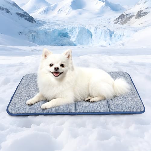 Dog Cooling Mat for Large Dogs – 24"x18" Orthopedic Memory Foam Pad for Summer, Hot Weather & Joint Relief | Washable, Non-Slip Crate Mat for Senior Dogs, Travel & Home (Wander Blue) - color: Wander Blue, size: 24"L x18"W x 0.8"H
