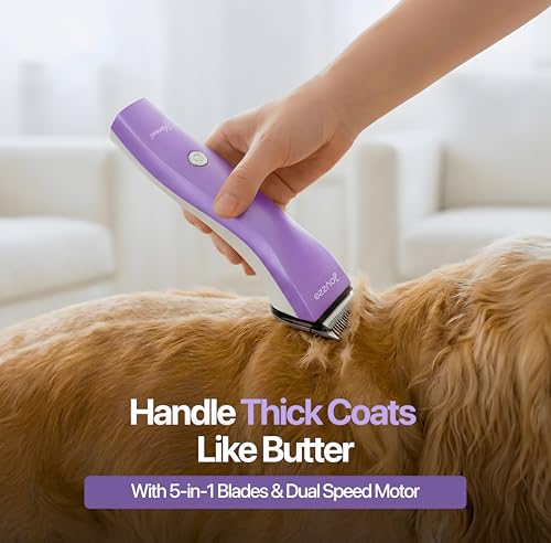 Hornet 5-in-1 Professional Pet Grooming Clipper for Dogs & Cats, Low Noise, Precision Trimmer for Trimming, Shaping & Styling - color: Purple