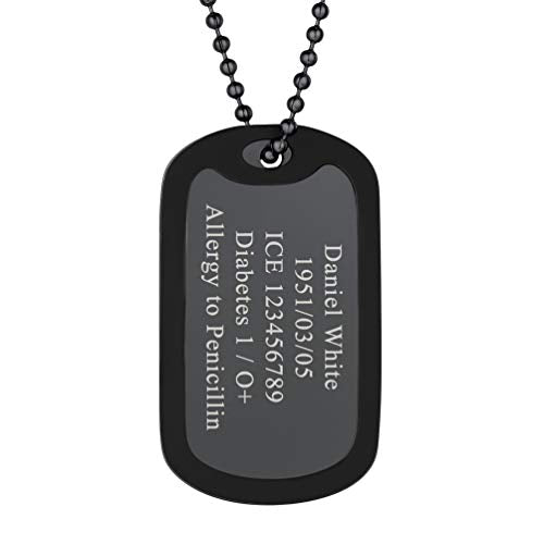 PROSTEEL Cross Necklace for Men Women, 316L Stainless Steel Dog Tag Cross/Dog Tags Military, Jesus Crucifix, Snake Cross, Black/Gold/Silver/Rose Gold/Blue Tone Cross Pendant, Come with Box - color: 1. Black, style: 11. One Tag-Custom