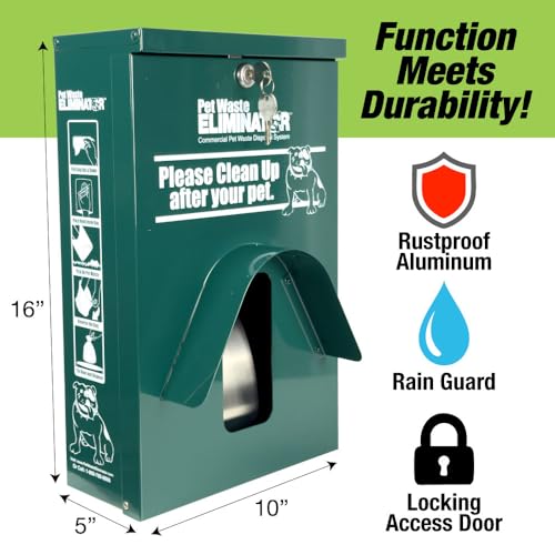 Dog Waste Station Dispenser Box, Fits Any Dog Poop Bag, Made of Rust-Proof Aluminum, Pet Waste Bag Dispenser with Lock and Rainguard, For Commercial Use, Parks, Condos & HOA (No bags included) (Green) - color: A- Green