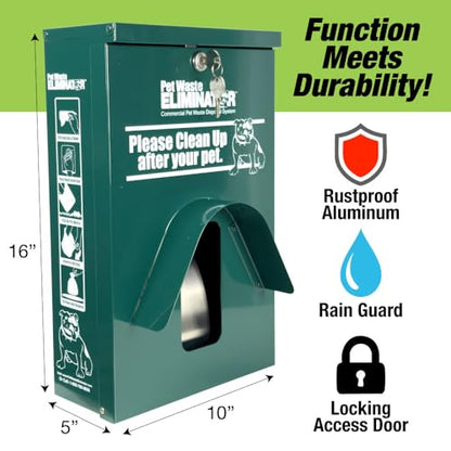 Dog Waste Station Dispenser Box, Fits Any Dog Poop Bag, Made of Rust-Proof Aluminum, Pet Waste Bag Dispenser with Lock and Rainguard, For Commercial Use, Parks, Condos & HOA (No bags included) (Green) - color: A- Green