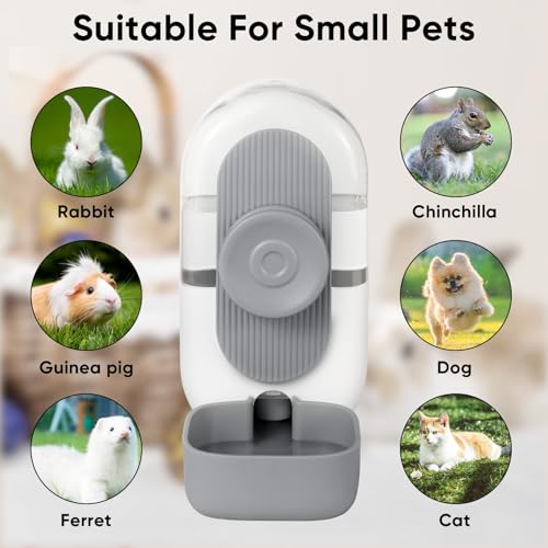 Lemtrflo 28oz Hanging Automatic Water Dispenser，Rabbit Water Bottle,Bunny Guinea Pig Ferret Water Bowl for Cage,Suitable for Small Animal Puppies(Cage Grid Spacing Over 1.2'') (Gray) - color: Gray