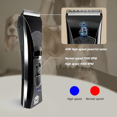 Tife Dog Clipper Low Noise, Dog Grooming Kit with Rechargeable, Pet Shaver Cordless Electric Quiet Hair Clipper (Black-tp9980) - color: Black-tp9980