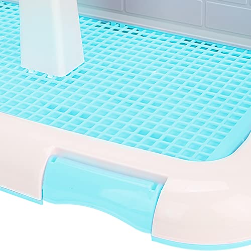 Dog Toilet Pad, Reusable Indoor Potty Tray with Dry Paw Drainage and Removable Wall for Small Apartment Plastic Blue 18.3 x 13.9 x 9.3 in 1 Pack