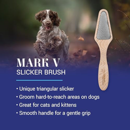 Chris Christensen Mark V Triangle Slicker Brush for Dogs, 12mm Pins, Groom Like a Pro, Handcrafted Lightweight Beechwood Ergonomic Handle, Stainless Steel Pins, A5V. Made in Germany. - size: Mark V Triangle