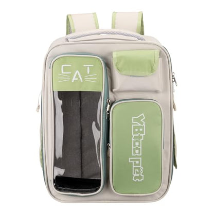 Pet Backpack Carrier, Portable and Ventilated, Oxford Cloth, Dogs Cats and Small Animal Travel Bag 12.99" Up to 16.5 Lbs, (Green), Intended for Hiking/Camping/Traveling - color: Green