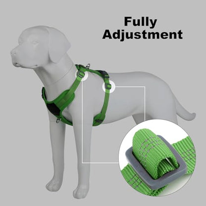 Plutus Pet No Pull Dog Harness, Release at Neck, Soft Padded, Reflective Adjustable Dog Vest Harness for Small, Medium, Large Dogs(Green, M) - color: Green, size: M