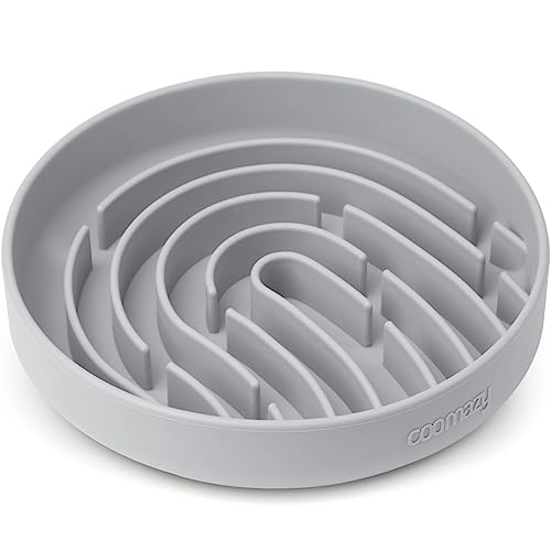 Coomazy Large Silicone Slow Feeder Dog Bowls, Interactive Puzzle Toy for Pets Food Training, Keeps Dogs Busy, Prevents Puppy Overeating (Smoke Gray, Large: 3.2Cup) - color: Smoky Gray, size: 3.2 Cup
