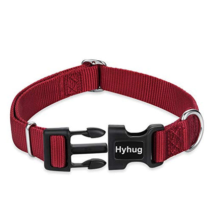 Hyhug Medium Dog Collar, Red:Heavy-Duty Quick-Release Nylon Buckle, Adjustable & Durable, Cute Dog Collar (Medium, Red) - color: Red, size: Medium