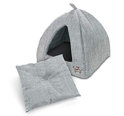 Pet Tent-Soft Bed for Dog and Cat by Best Pet Supplies - Gray Linen, 16" x 16" x H:14"