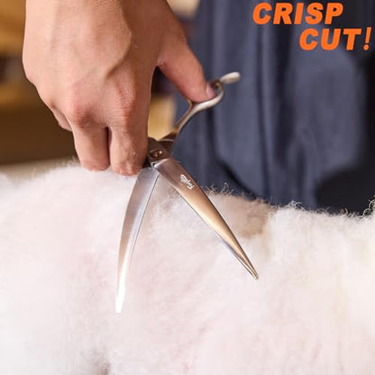 High-end Professional Dog Grooming Curved Scissors Pet Curved Shears 8 Inches Extremely Very Sharp Made Of Stainless Steel Alloy By Hand For Dog Cat Groomer - style: 8inch Curved Shears
