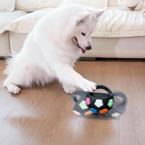 Dog Toy Ball TPR Interactive Football 5 Inch Durable Chew Resistant Fetch Toy, Rolling & Bouncing Play for Medium Large Dogs, Chew Toy for Dental Health & Energy Release (Black02) - color: Black02