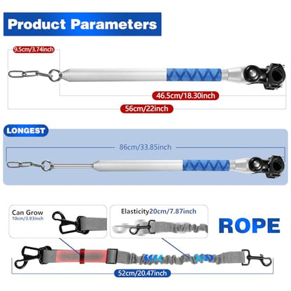 Bicycle Dog Leash for Riding, Hands Free 150° Rotating Built-in Shock Absorber Bike Retractable Leashes for Cycling, Elastic Nylon Adjusted Car Holder Seat Belt Rope (Silver) - color: Silver