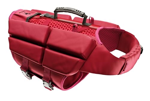 NOAH & PAW Dog Life Jacket, Human Standards Lifejacket Design, Dog Life Vest for Swimming and Boating, 3X Foam Support for Max Floating, Breathable Mesh, Salvavidas para Perros, Size XL - color: Red, size: XL