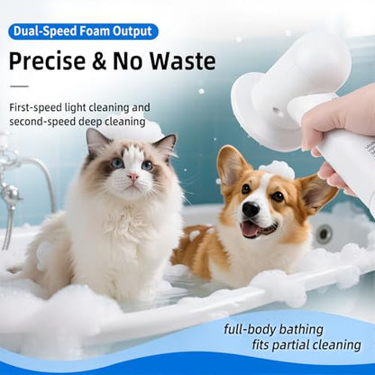 Electric Rotating Massage Dog Shampoo Spray Dispenser with Foam Brush [2026 Upgraded Version] Dual-core Electric pet Bath Brush | 2-Speed Variable Frequency SPA × Double Bubbles