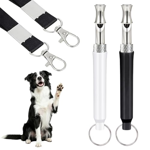 2Pcs Dog Whistle, Dog Whistle to Stop Barking Neighbors Dog Adjustable Dog Training Whistle with Lanyard