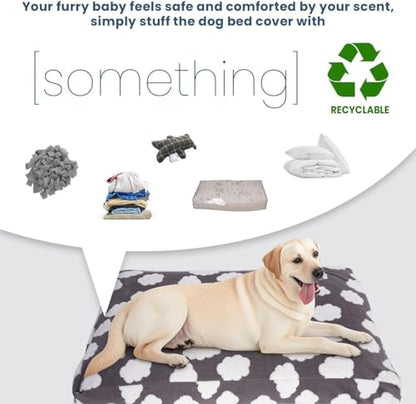 Faux Fur Dog Bed Covers – Ultra Soft Rose Velvet, Removable & Washable, Cozy & Durable,Large Pet Bed Cover Only (No Filling) – Gray, (Cloud Dark Gray, 36" L x 24" W x 4" Th)