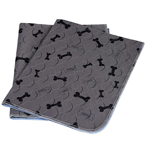 Washable Dog Pee Pads with Free Grooming Gloves,Non Slip Dog Mats with Great Urine Absorption,Reusable Puppy Pee Pads for Whelping,Potty,Training,Playpen - size: 47x47 Inch (Pack of 2)