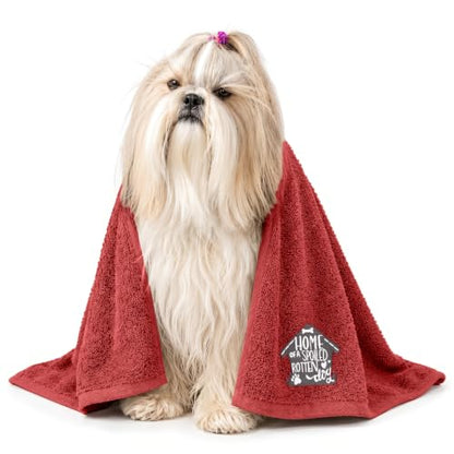 DAN RIVER Dog Towel - Pack of 1, 100% Cotton, 20x40, Ultra Soft 450 GSM, Super Absorbent & Quick Drying Towel for Dogs, Cats, and Other Pets, Salsa. - color: Salsa