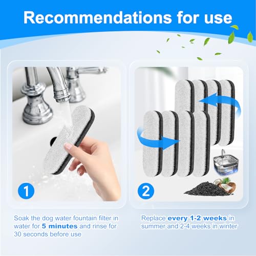 8pc Cat Water Fountain Filter Compatible with MAILOFY WF220 Model | 75oz/2.2L Dog Fountain Filters Compatible with MAILOFY Replacement Filters, Dog Water Bowl Filter Fit for Pet Water Dispenser