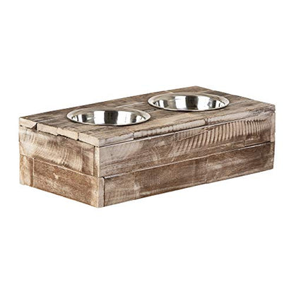 Huntley Pet Elevated Dog & Cat Double Bowl Feeder Stainless Steel Bowls (Berjen, Small) - size: Small