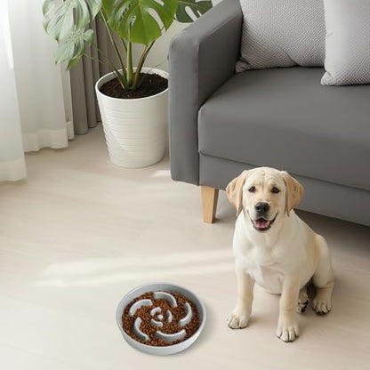 Slow Feeder Dog Bowl, Ceramic 2 Cups Dog Food Bowls for Small, Medium, and Large Breed, Anti-Slip Maze Puzzle Food Dish to Slow Down Eating (Grey, 2 Cups) - color: Flower - Grey