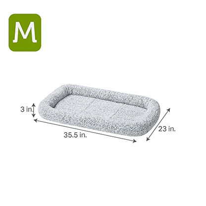 Friends Forever Bolster Dog Crate Mat 36 Inch, Washable Dog Crate Bed, Sherpa Fleece, Nova Grey - color: Nova Grey, size: 35.5"L x 23"W x 3"H, style: Crate Mat w/ Bolster