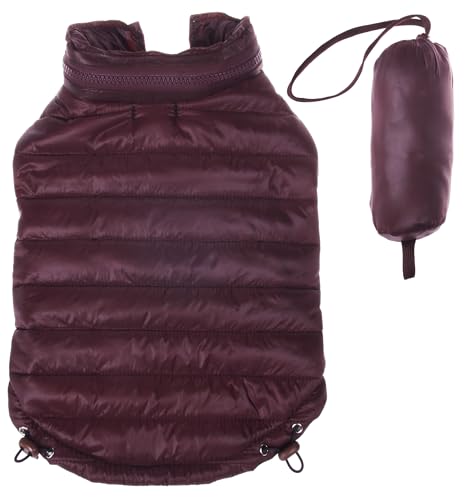 Pet Life ® Sporty Avalanche Lightweight Adjustable Folding Fall and Winter Dog Coat Jacket with Concealed Zippered Pop-Out Hood - color: Brown, size: Large
