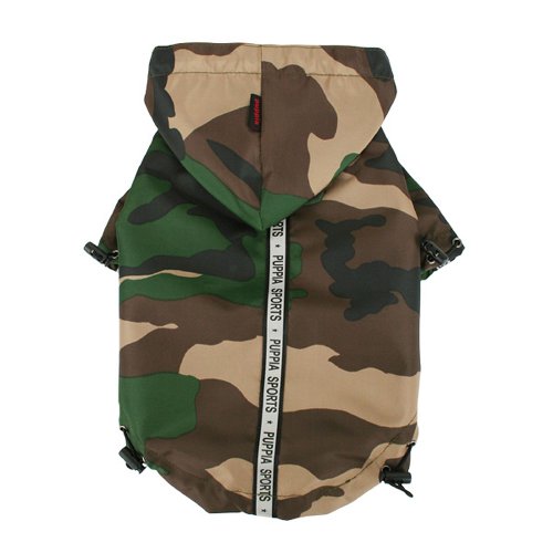 Puppia Base Jumper Dog Raincoat Waterproof Pet Rain Jacket with Reflective Safety Strips Lightweight High-Visibility with Leash Hole, Medium, Camo - color: Camo, size: Medium