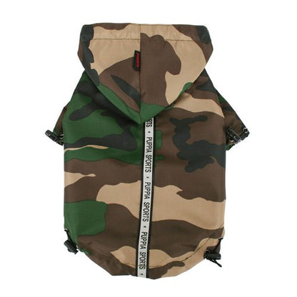 Puppia Base Jumper Dog Raincoat Waterproof Pet Rain Jacket with Reflective Safety Strips Lightweight High-Visibility with Leash Hole, Medium, Camo - color: Camo, size: Medium