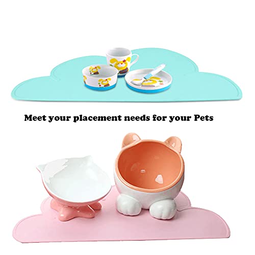 Love Dream Silicone Pet Feeding Food Mat with Raised Edge, Anti-Slip Waterproof Pet Bowl Mat Placemat for Dog and Cat (Royal Blue) - color: Royal Blue