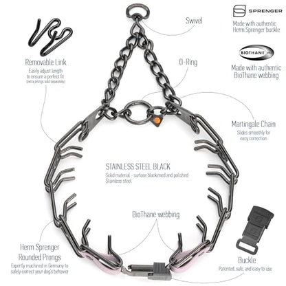 Herm Sprenger Black Stainless Steel Dog Collar with Quick Release ClicLock Buckle and Biothane Insert Training Collar Made in Germany (Pastel Purple, 25in x 4.0mm(Neck Size up to21-22in)) - color: Pastel Purple, size: 25in x 4.0mm(neck size up to21-22in)