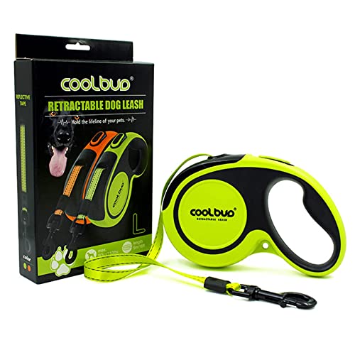 360° Tangle-Free, Heavy Duty Retractable Dog Leash with Anti-Slip Handle; 16 ft Reflective Strong Nylon Tape; for Large Dog or Cat up to 110 lbs; One-Handed Brake, Pause, Lock (Green, Large) - color: Green, size: Large