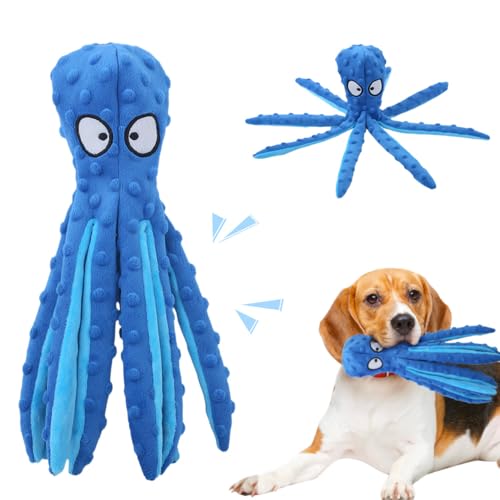 AprYew Octopus Dog Toys, No Stuffing Crinkle Dog Toys for Aggressive Chewers, Durable Interactive Chew Toys for Small, Medium and Large Dogs Training and Reduce Boredom (Blue) - color: Blue