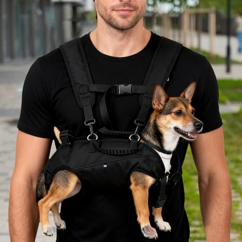 OUNONA Pet Carrier Backpack with Four-Leg Out Design, Breathable Mesh Small and Medium Dog Backpack for Hiking, Traveling, and Outdoor Walks, Portable Dog Sling Carrier M