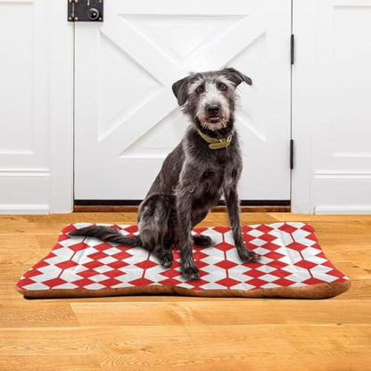 Red Pattern Pattern Pet Bed Mat for Dogs and Cats, Soft Washable Crate Pad with Non-Slip Bottom, Cozy Bed Cushion for Small Medium Large Pets, 24x36 Inch - size: Medium