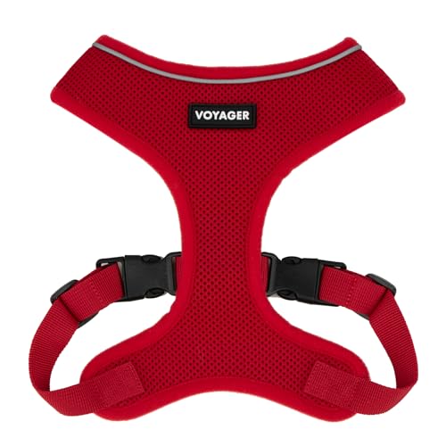 Best Pet Supplies Voyager Aerolite Over the Head Dog Harness, No Pull Breathable Air Mesh Vest, Quick Dry with Reflective Stitching, Adjustable Escape Resistant Harness - Red, X-Small - color: Red, size: XS
