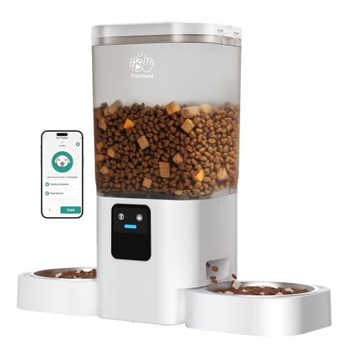 Frienhund Automatic Cat Feeders 2 Cat with Slow Feed: 7L Dual Automatic Dog Feeder with 5G WiFi, Double Auto cat Food Dispenser for Multiple Pets, Detachable for Easy Clean - 29 Cup (ACF190W-B) - color: 3-White