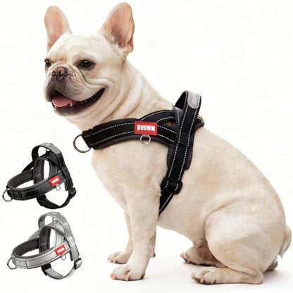 No Pull Dog Harness with Handle, Breathable Mesh Dog Vest for Small Medium Dogs, Lightweight Soft Reflective French Bulldog Harness with Front Clip, Adjustable Easy Walk Puppy Harness (Black, L) - color: Black, size: L