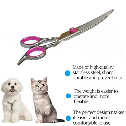 Dog Grooming Scissors,Pet Hair Scissors with Safety Round Tips Heavy Duty Titanium Stainless Steel Professional Dogs Cats Pets Grooming Shears (Up bend scissors) - style: Up bend scissors