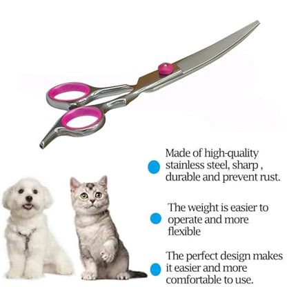 Dog Grooming Scissors,Pet Hair Scissors with Safety Round Tips Heavy Duty Titanium Stainless Steel Professional Dogs Cats Pets Grooming Shears (Up bend scissors) - style: Up bend scissors