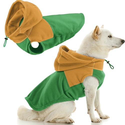 Gooby Fleece Vest Hoodie Two Tone - Green, Medium - Soft Fleece Vest Hoodie with Durable Metal Leash Ring Stylish Two Tone Dog Hoodie for Small to Medium Dogs - color: Green Two Tone, size: Medium (Around 11-lb)