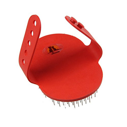 Emours Pet Rubber Grooming Brush Massager with Adjustable Loop Handle and Stainless Steel Pin - color: Random