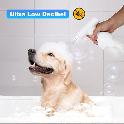 Dog Bath Brush and Foam Machine | Dog Shampoo Brush | Dog Wash Accessories | Rechargeable Shampoo and Soap Dispenser, White