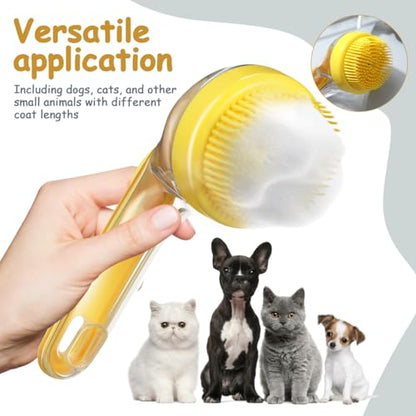 Sosoport Dog Bath Brush with Built-in Soap Dispenser Ergonomic Handle Soft Bristle Pet Grooming Scrubber for Dogs and Cats Massage and Hair Removal 7.48In Portable Shower Brush
