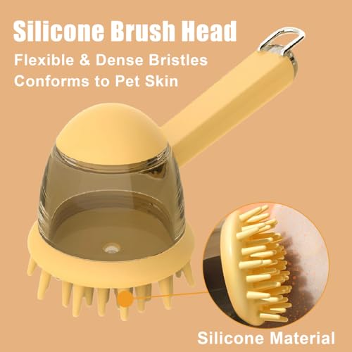 Pet Bath Brush, Dog Grooming Massage Brush with Shampoo Dispenser Adjustable Massage Scrubber for Dogs & Cats Hair - color: Green