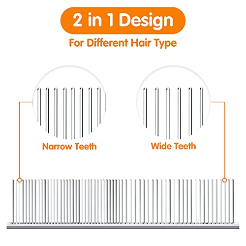 PETTOM Pet Steel Grooming Tool Poodle Finishing Butter Comb 7 1/2-inch L Silver Dog Combs with Rounded Ends Stainless Steel Teeth, Cat Comb for Removing Tangles and Knots - style: Comb B