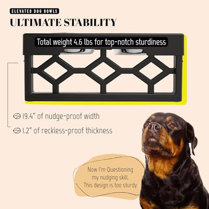 AVERYDAY Elevated Dog Bowls, 4 Height Adjustable Stand for Medium and Large Dogs, Raised Dog Feeder Holder with 2 Stainless Steel Food and Water Bowls, Anti-Slip Base Tall Feeding Station - color: Black stand + 2 food bowls, size: Large